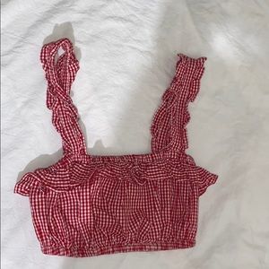 Red gingham crop top